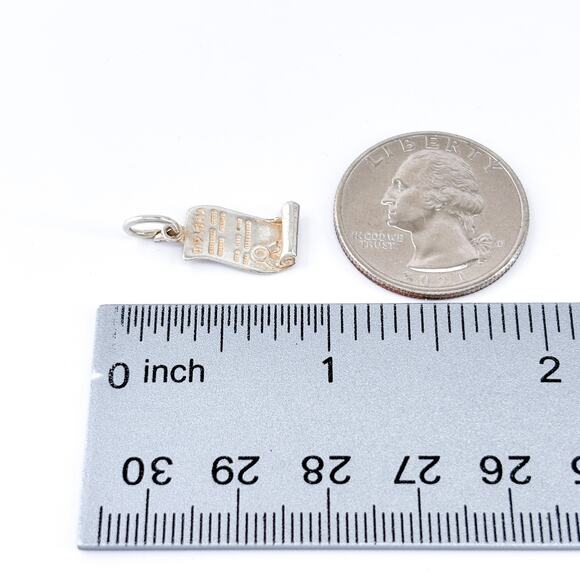 Vintage Sterling Silver 925 Diploma Scroll Charm Pendant - Picture 6 of 6